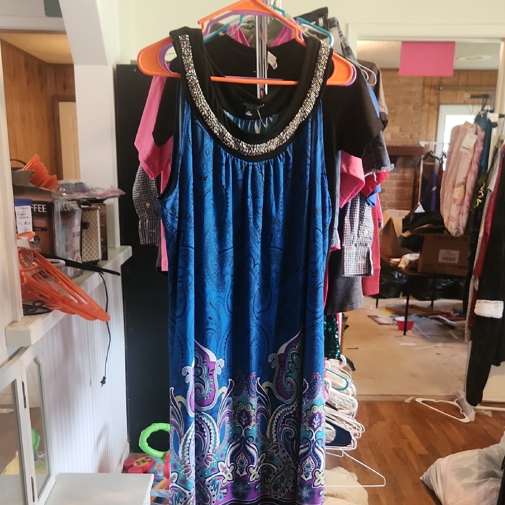 Elegant Blue and Purple Women's Dress 2x
